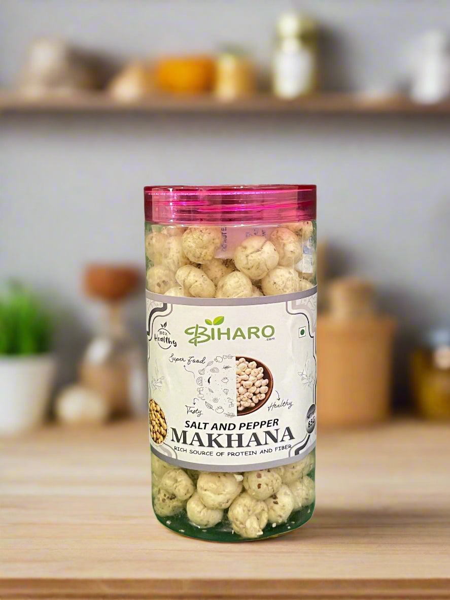 Jar of salt and pepper makhana on a transperent background background