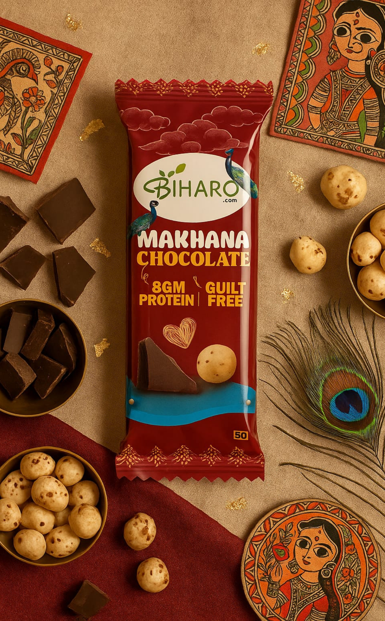 Biharo Premium Chocolate Makhana - Ancient Wisdom, Modern Indulgence