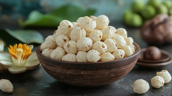 A clay pot filled with best quality Phool Makhana (Fox Nuts) – healthy, crunchy, and farm-fresh snack