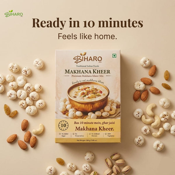 Biharo Premium Makhana Kheer Mix | Instant Fox Nut Dessert Mix | Traditional Indian Sweet Mix