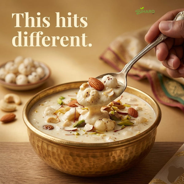 Premium Makhana Kheer Mix | Instant Fox Nut Dessert Mix | Traditional Indian Sweet Mix | Rich & Creamy Kheer Premix by Biharo