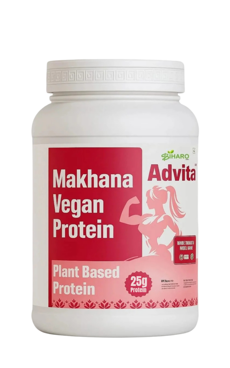 Makhana Vegan Protein container with Advita branding on a white background