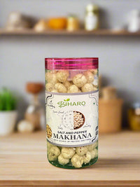 Jar of salt and pepper makhana on a transperent background background